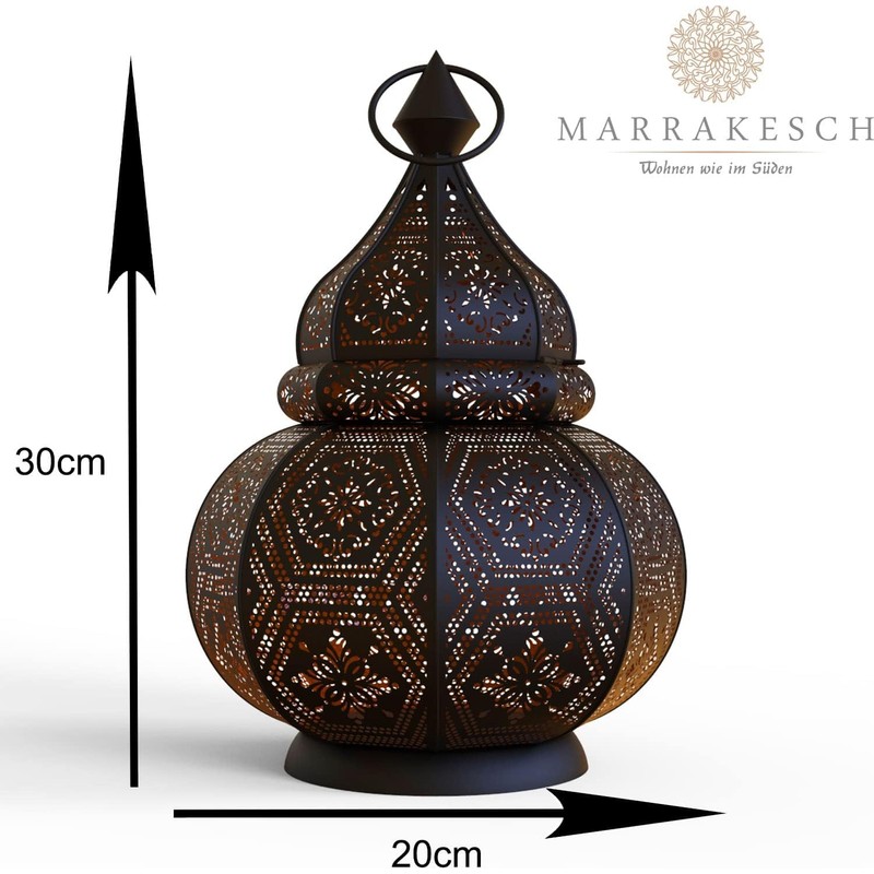Ziva Metal Oriental Moroccan Storm Lantern, 30 cm, for Outdoors