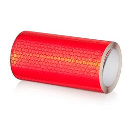 NewL Car Reflective Tape Safety Warning Car Decoration Sticker Crystal Honeycomb Edge Reflector Protective Strip Film for Car Motorcycle Sticker (Red, 10cm*300cm)