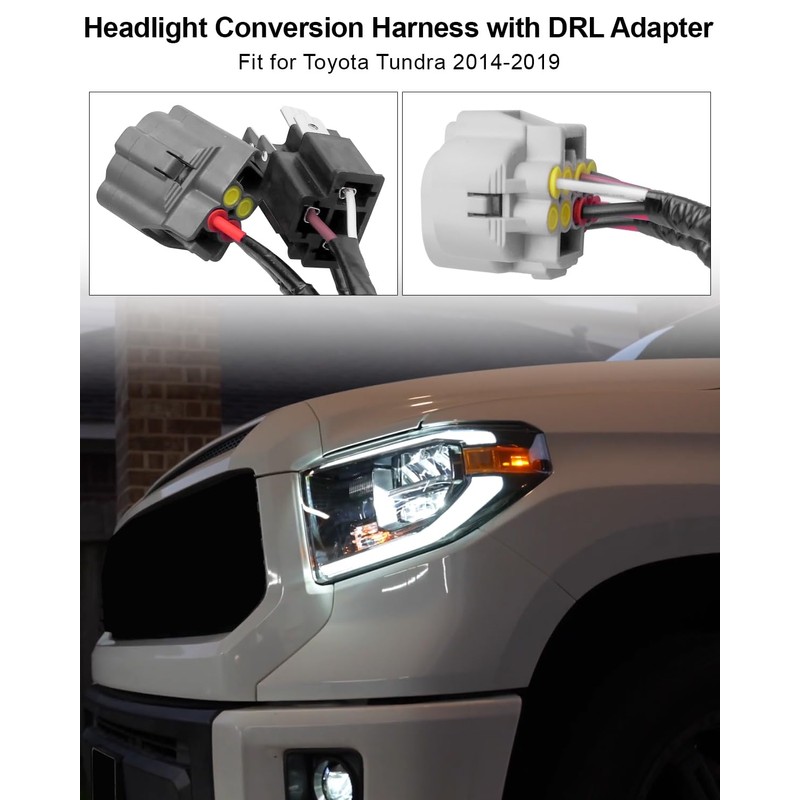 Headlight Conversion Harness with DRL Adapter Harness Compatible with Toyota