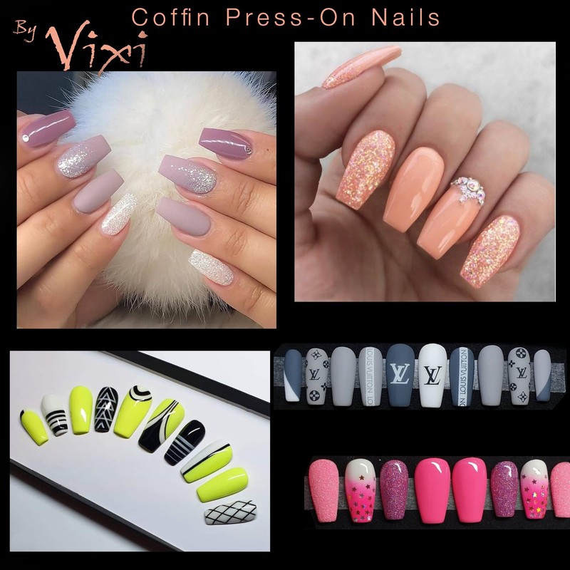 By Vixi Medium oval nail set, free glue and preparation