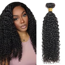 Tuheerst Curly Wave Human Hair Bundles Menschliches Haar Human Hair Extensions Echthaar Tressen 1 Bündel Sew in Bundle Natural Black Double Weft Remy Hair 12 Zoll