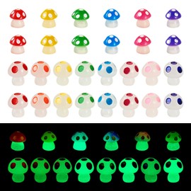 PH PandaHall 28Pcs Mini Resin Luminous Mushroom Glow in The Dark Mushroom Outdoor Figurine Colorful Tiny Mushroom Miniature for DIY Garden Decoration Landscape Aquarium Party Decor