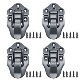 Cionyce 4 Pack Chest Latches Hardware Black Hasp Latch Vintage Luggage Latch Chest Trunk Latch(Black)