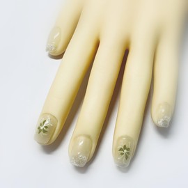 For office workers to press nails, hand-painted petal manicure, fresh and bright French manicure, short t shape, suitable for summer,Small
