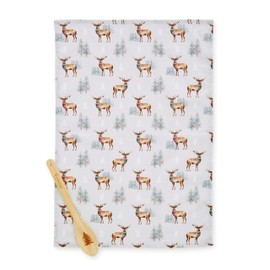 Cooksmart British Designed Christmas Tea Towel & Spoon Set| Christmas Towels & Spoon For The Festive Season | Christmas Tea Towel With Spoon For All Types Of Kitchens - Christmas Stag
