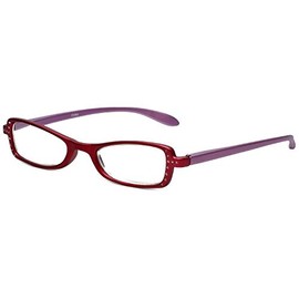 Calabria 837 Womens Metallic Reading Glasses +6.00 Cabernet Vibrant Crystal Accents Single Power Readers Spring Hinged Hard Case Included