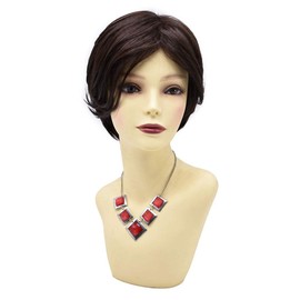 Women Wigs with Bangs Short Layered Premium Quality Curly Synthetic Wig Natural Look Wavy Balck Brown Blonde Hair For Lady (#4 Darkest Black)