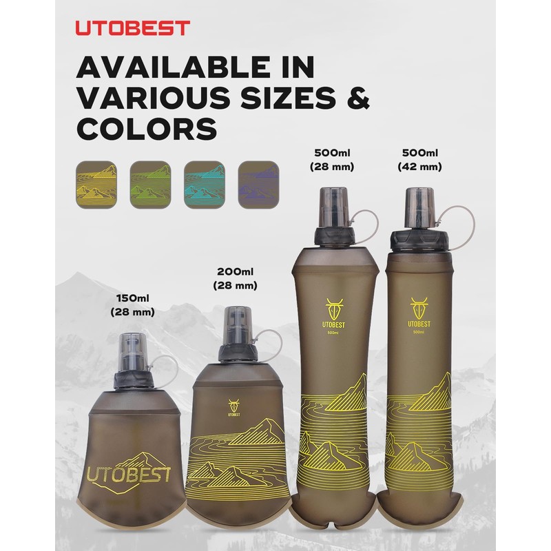 UTOBEST Soft Flask Collapsible Running Water Bottle 150 ml, Flexible