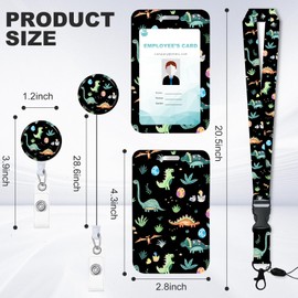 Cute Dinosaur ID Badge Holder with Breakaway Lanyard, Retractable Badge Reel,Lanyards for Id Badges，Work Name Tag Breakaway Lanyard ID Card Protector Case for Teacher Nurse Work Office Gifts