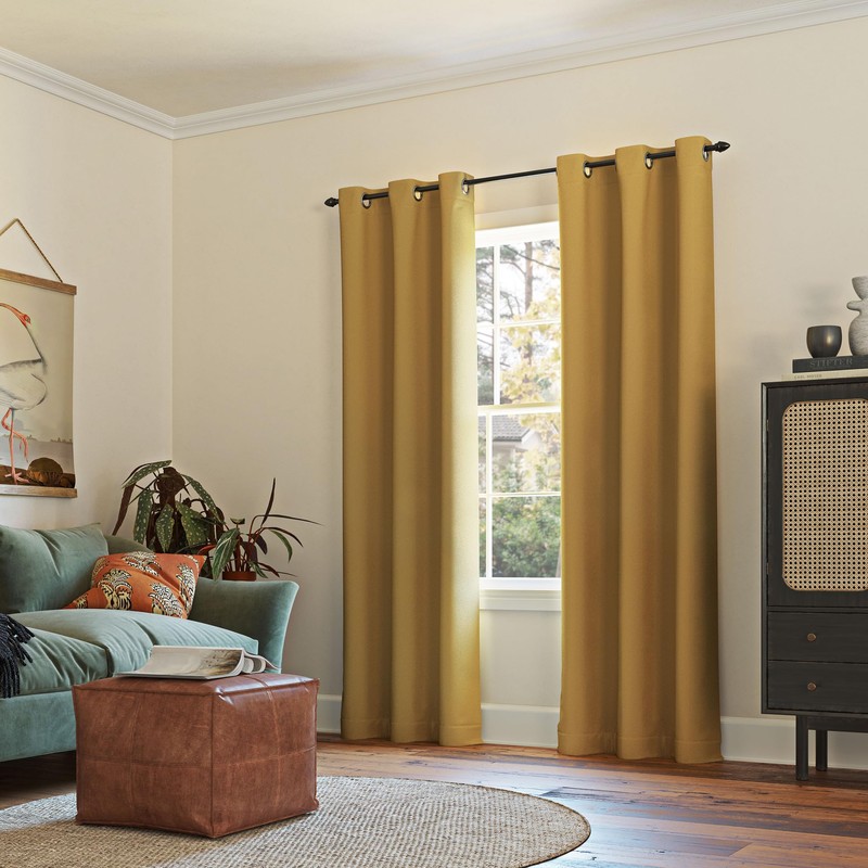 Sun Zero Easton Energy Saving Blackout Grommet Curtain Panel, Gold,