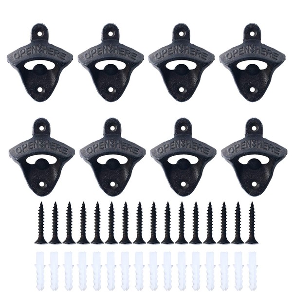 Homend 8pack Cast Iron Wall Mount Bottle Openers, Mounting Hardware