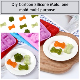 Winerming Puppy Dog Paw Bone Silicone Mold, Baking Mold, Used for Jelly, Candy, Chocolate,Ice Cube, Can Bake Dog Snack Biscuits