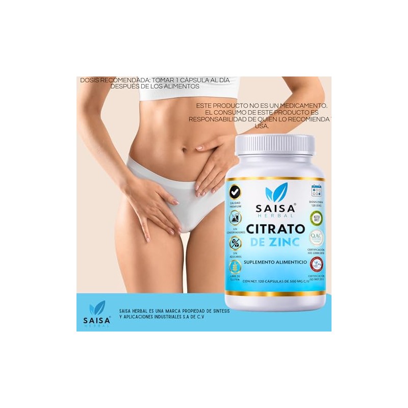 Citrato de Zinc | 15 mg de Zinc Elemental por
