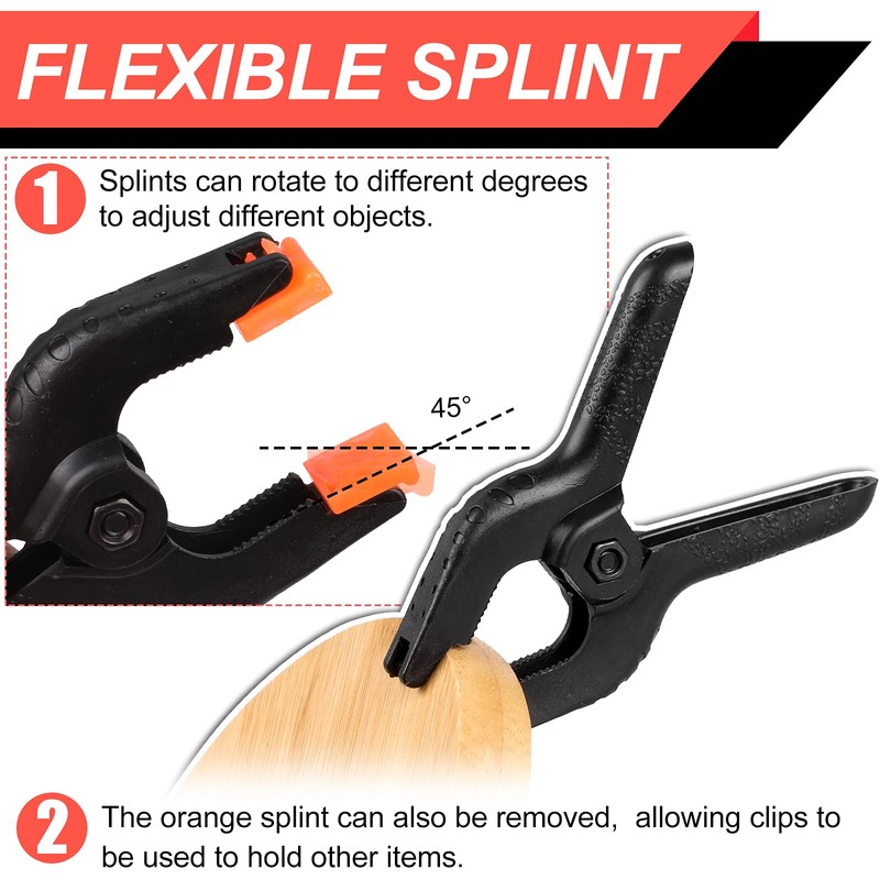 8 Pack Spring Clamps, 4.5inch Plastic Clips, Small Backdrop Clips,