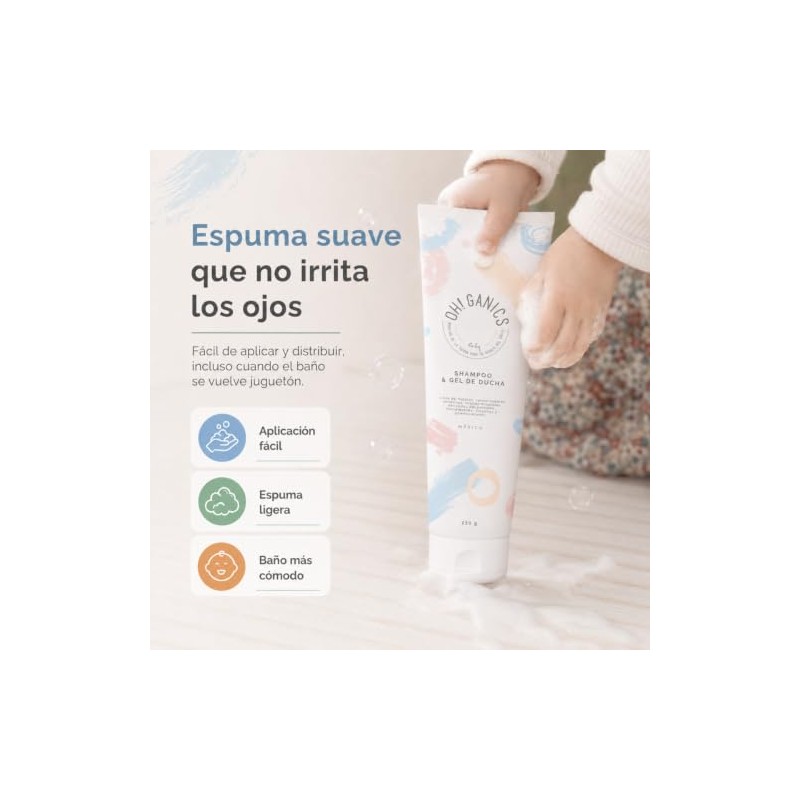 OH! GANICS Shampoo y Gel de Ducha para Bebé, 250