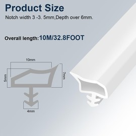 vsshe 10m Door Seal, 10 mm Room Door Seal, PVC Rubber Sealing Strip, Doors Frame Draught Excluder, Doors and Windows Frames Seals, for Moisture Sound Insulation and Collision Protection(White)