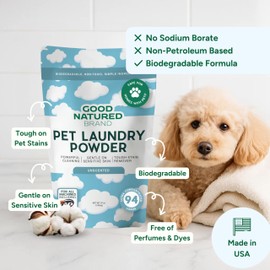 Good Natured Brand | Pet Stain & Odor Remover for Laundry | Pet Laundry Detergent for Dogs Beds, Cat Pee, Smell, Dog Drool | Hypoallergenic & Non-Toxic | Unscented | 47oz 94 Loads