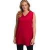 Ulla Popken Women's V-Neck Relaxed Sleeveless Cotton T-Shirt, poppy