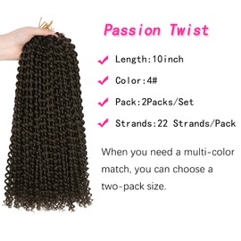 Ubeleco Short Passion Twist Hair,10 Inch Water Wave Crochet Hair For Women 22 Strands/Pack Passion Twist Crochet Hair Bohemian Synthetic Curly Braiding Hair Extensions (10 Inch (Pack of 2), #4)