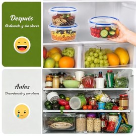 3Pk Contenedores para Alimentos, Con Tapas Sellado Antifugas                                                                                          