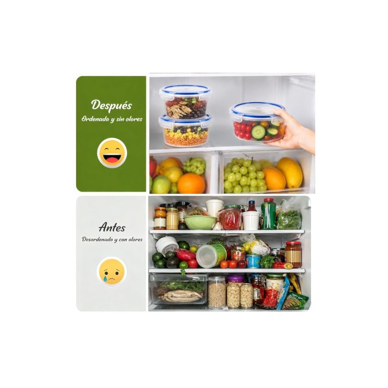 3Pk Contenedores para Alimentos, Con Tapas Sellado Antifugas