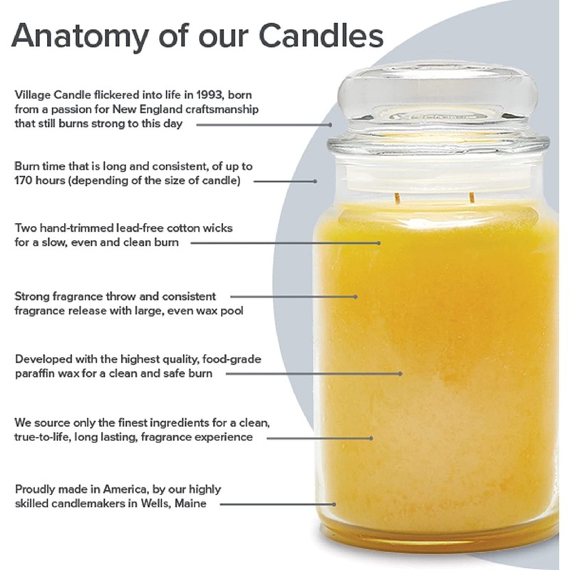 Village Candle Pure Linen Large Glass Apothecary Jar, Scented Candle,