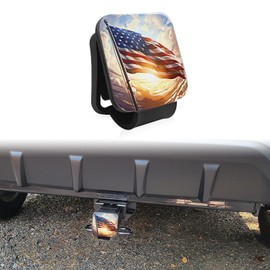 Trailer Hitch Cover, Truck Trailer Hitch Cover Plug Insert Fits 2" Receivers, Square Mouth Protection Cover Traction Cover Universal Fits Most Cars SUV, Towing Accessories, American Flag