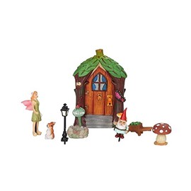 Pacific Trading Miniature Fairy Garden Figurines Starter Kit 8 Piece Set Mini Fairie Door Gnome