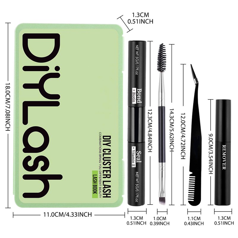 Individual Eyelashes Lash Clusters Kit 551 Pcs 10-16MM with Tweezer