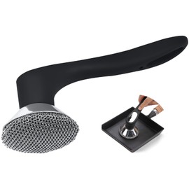 Cast Iron Scrubber with Good Grip Handle- Welded Fine Chain Mail Scrubber Cast Iron Brush- Metal Chainmail Scrubber Cast Iron Cleaner to Clean Cast Iron Skillet, Dishes,Griddle,Wok,Dutch Oven (Black)