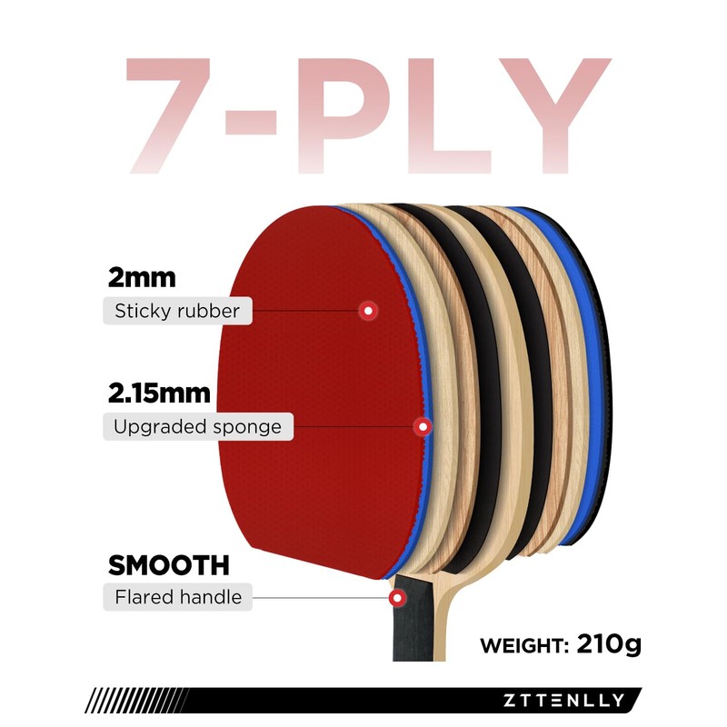ZTTENLLY Ping Pong Paddle with Carbon Technology | Performance-Series,7-ply Finest