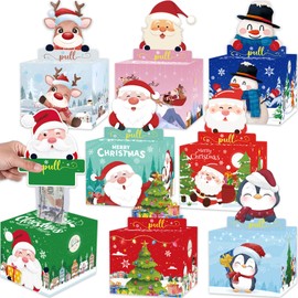 Christmas Party Gifts, 8 Pack Christmas Money Box for Cash Gift Pull, Surprise Money Holders with 400Pcs Transparent Bags, DIY Fun Cash Box for Women Men Girls Boys Kids Adults Mom Dad