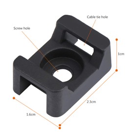 Coolty Pack of 150 Black Cable Ties Attachment 23 mm x 16 mm Saddle Mount Cable Tie Holder for Wiring Harness and Wires