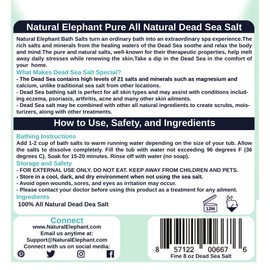 Natural Elephant Dead Sea Bath Salt | 8oz Travel Size | 100% Natural and Pure | Fine Grain | Ideal for Baths and Soaks