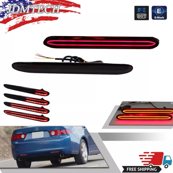 JDMTECH 2 LED Rear Bumper Reflector Tail Brake Signal Lights