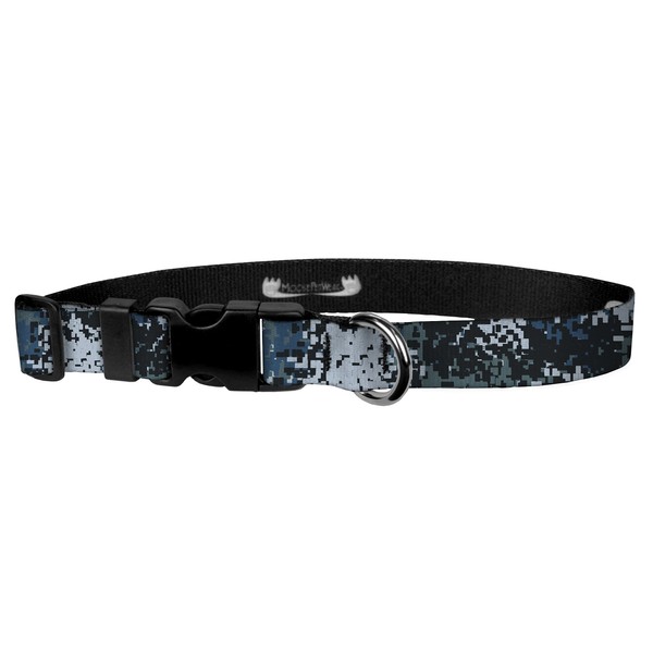Moose Pet Wear Camo Dog Collar - Camouflage Waterproof Dog Collar, Made in the USA - 1 Inch Adjusts 16 - 27 Inches, Extra Large, Digi Camo Blue