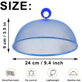 Hunphy 3 Pieces Food Mesh Cover Food Cover Outdoor Fly Screen Cover Food Cover with Handle for Kitchen Picnic (Blue)