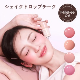 Milfee Shake Drop Cheek, Liquid, 4 Colors, Ruddy Feel, Fluffy, Natural, Sponge Brush, Medium Facial Shortening, Pom Pom, Cream, Transparent, Happy, High Color, Popular (01 Peach Souffle)
