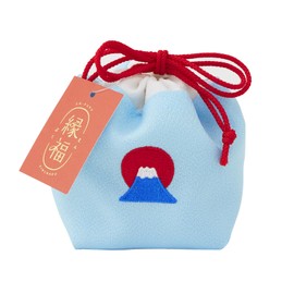Jikan Style 61338 Drawstring Bag, Lucky Drawstring Bag, Made in Japan, Auspicious Japanese Pattern, Trinket Pouch, Cosmetic Pouch, Present, Gift, Height 3.5 x Width 3.5 x Depth 2.8 inches (9 x 9 x 7 cm)