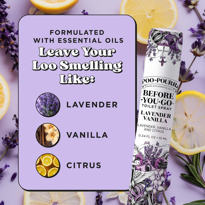 Poo-Pourri Before-You-Go Toilet Spray, Lavender Vanilla, Travel Size 10 mL