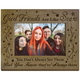 CREATCABIN Good Friends Picture Frame Wood Photo Frame Holds Display Pictures 4x6 Wall Mounting Brown Printing Poster Frame Stand for Wall Gallery Tabletop Decor Pet Memorial Gifts 6 x 8Inch