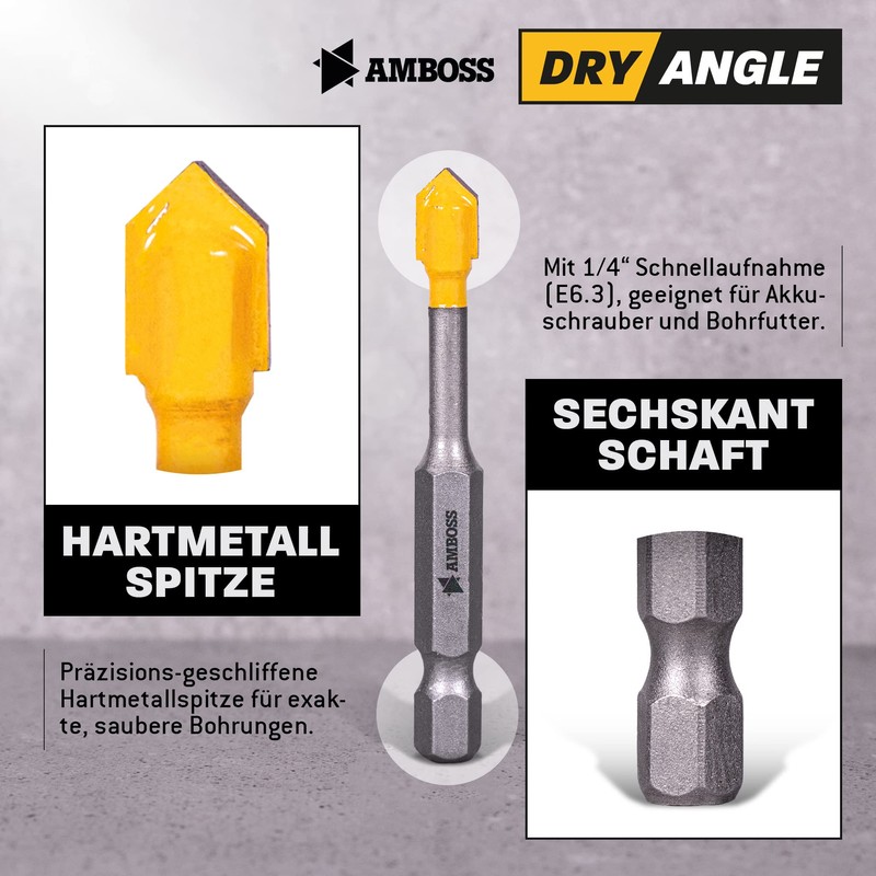 Anvil DryAngle Diameter 4 mm Tile Drill, Glass Drill, Ceramic