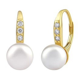 SILVEGO Women's Earrings 925 Sterling Silver with White Pearl and Zirconia, Sterling Silver