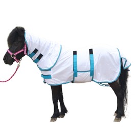 Gallopoff Pony/Mini Horse Fly Sheet Miniature Size 36"-50" Foal Weanling Donkey Adjustable Mesh Rugs Breathable Summer Flysheet White 44
