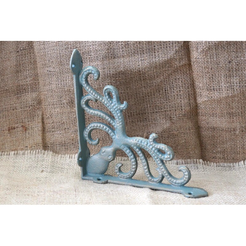 2 Cast Iron Octopus Brackets Nautical Garden Braces Shelf Corbels