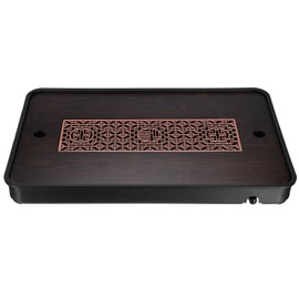 HARFINGTON Bamboo Chinese Gong Fu Tea Tray 14.4" Classic Carving Tea Tray Bamboo Tea Table Furniture Vintage Tea with Water Storage Box for Drinking Tea Brown Black