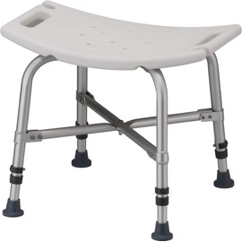 NOVA Medical Products Heavy Duty Shower Bath Chair 500 lb. Weight Capacity Quick Easy Tools Free Assembly Lightweight Seat Height Adjustable Great for Travel, White, 1 Count