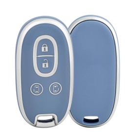 [OFF WE GO] Suzuki Smart Key Case Compatible Suzuki Wagon R Stingray Custom Solio MA15S Alto Spacia Palette Every Wagon Key Cover TPU Lightweight 4 Button Key Case - Blue Silver