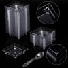 KAHEIGN 100Pcs Plastic Appetizer Plates with Spoons, 6CM Square Dessert