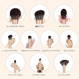 MSQ Makeup Brushes Set of 10 with Makeup Pouch, Makeup Brushes, High Quality Fiber Bristles, Super Soft, Popular, Multi-functional, Makeup Set, Foundation Brush, Eye Shadow Brush, Everyday Makeup, Easy to Carry (Brown)